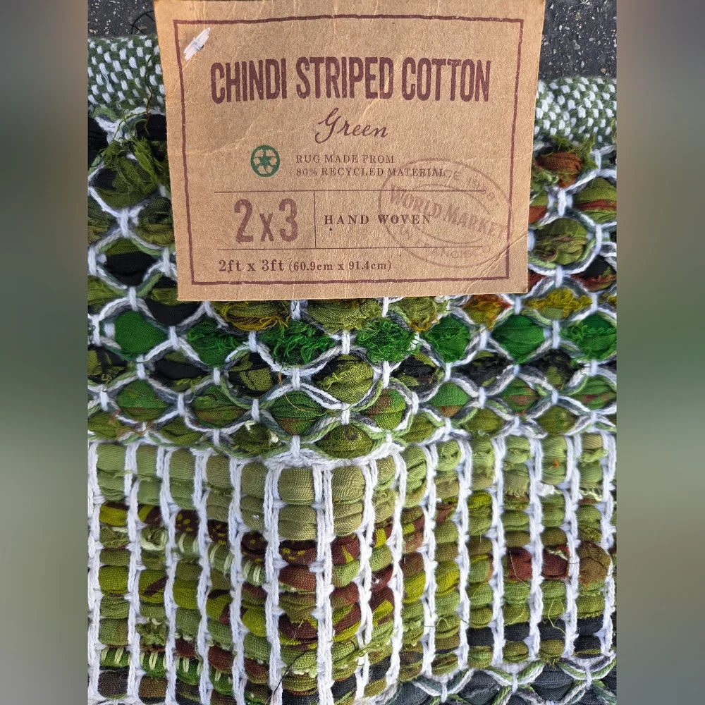 World Market Cost Plus Hand Woven Cotton Rug NWT